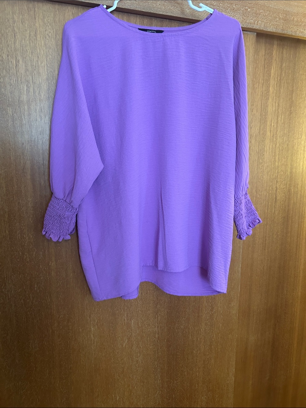 Women's Purple Blouse with Smocked Cuffs